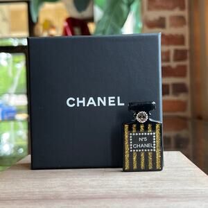 CHANEL CC No5 Perfume Bottle Crystal Embellished Resin Brooch